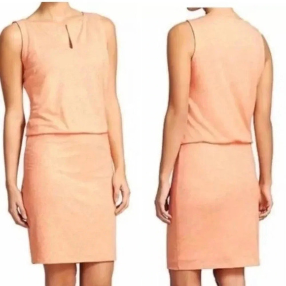 Athleta Peach Orange Coral Linen Blend Sleeveless Vita Dress Women’s Size Small - Picture 1 of 12
